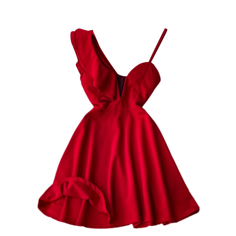 🌸Hàng Order🌸 Váy Đầm Sẻ Ngực Lệch Vai Dáng Xòe Tiệc Cưới Trẻ Trung Nữ Tính🌸Hàng Quảng Châu