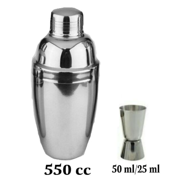 Bộ 2 sản phẩm định lượng inox size to bình lắc shaker 550cc jigger to