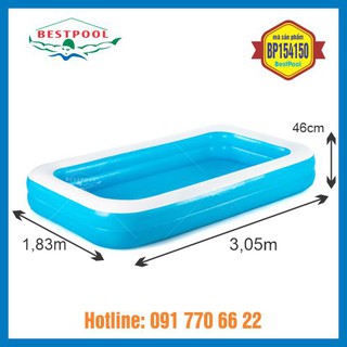 Bể phao khổng lồ 3.05m x 1.83m x 46cm, tặng bơm điện 2 chiều, bể bơi cho bé, bể bơi phao, bể bơi tại nhà