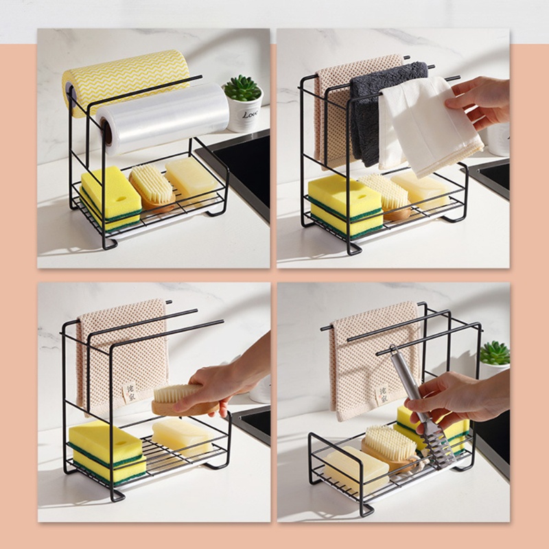Giá Đỡ Đựng Xà Phòng / Khăn Lau Chén Dĩa Gắn Bồn Rửa Nhà Bếp Tiện Lợi