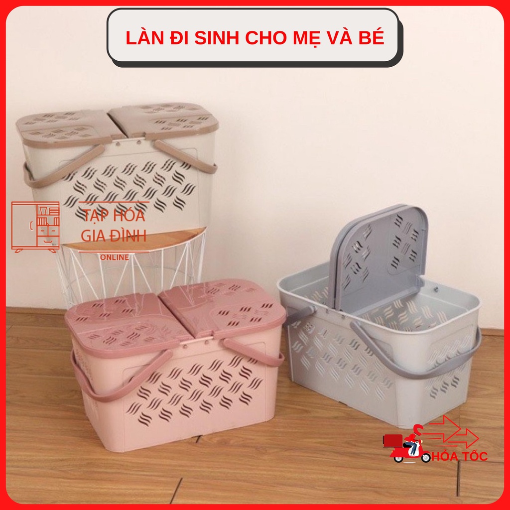 Làn đi sinh honper, giỏ đi sinh honper size to rộng 47*30*26cm nhựa dày cứng cho mẹ bé