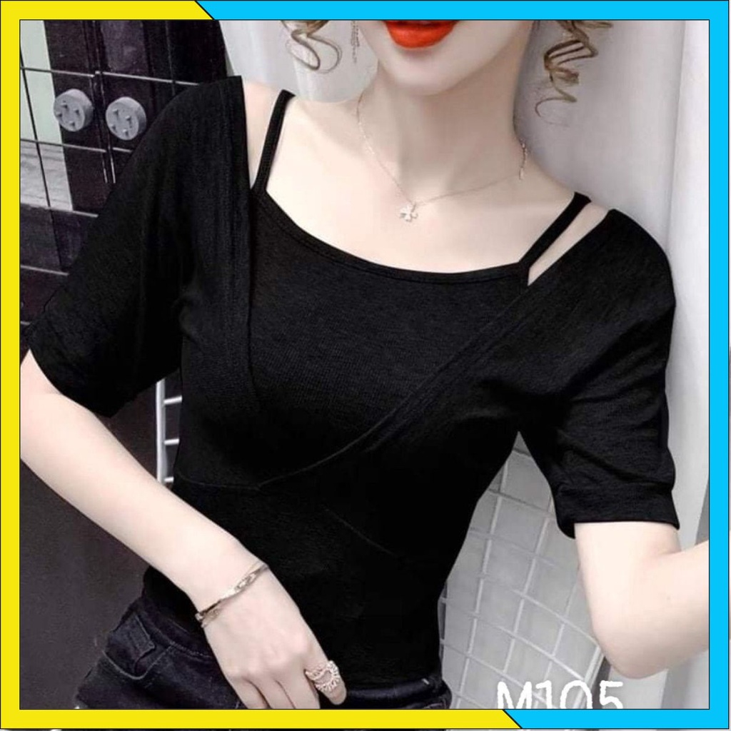 Áo thun nữ tay ngắn cổ tròn giả yếm đẹp giá rẻ MIMA M105 | BigBuy360 - bigbuy360.vn