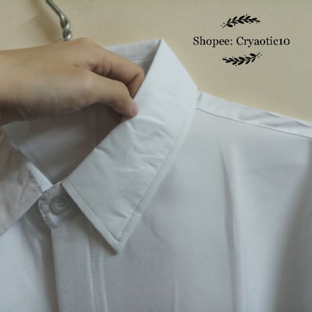 Áo sơ mi trắng đen tay dài basic unisex