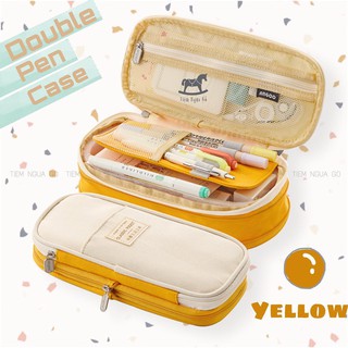 Túi Bút Vải Canvas Double Pen Case Nhiều Ngăn Đa Năng Cho Học Sinh