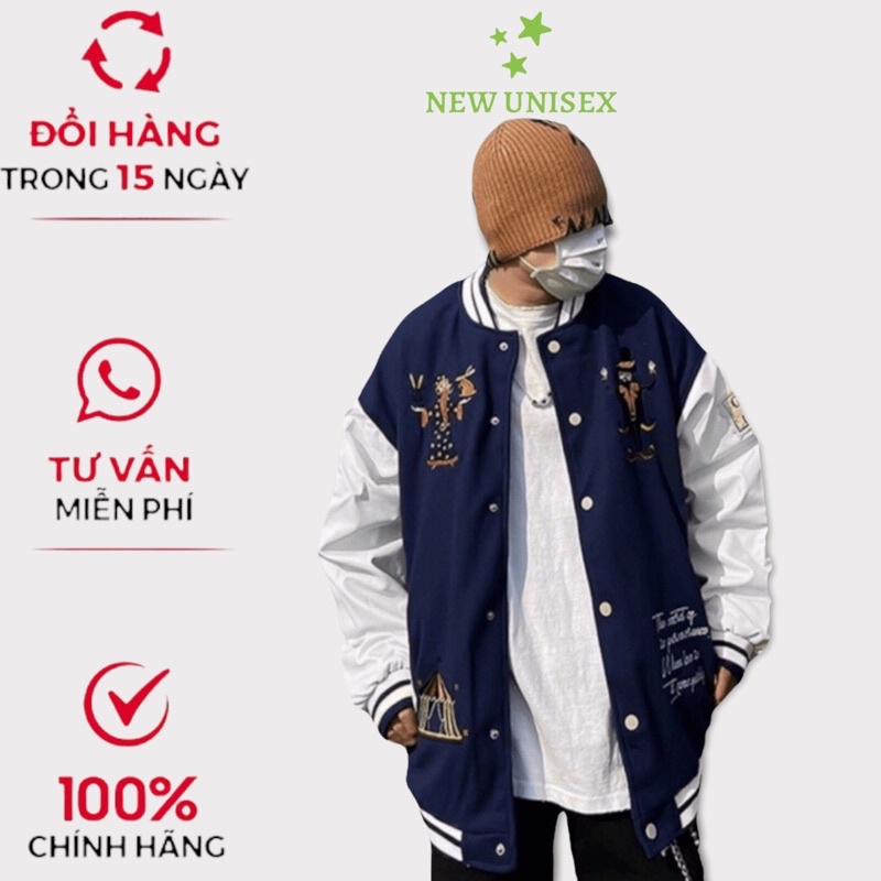 Áo  Khoác Bomber Nam Chất Dù Hai Lớp Chú Hề Form Unisex, Kiểu Bóng Chày Rộng Rãi Thoải Mái [NEW UNISEX]