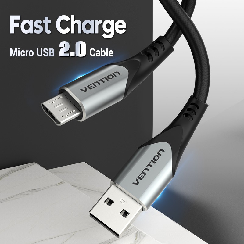 Cáp Micro USB Vention 2A Cáp sạc nhanh & đồng bộ dữ liệu Dây bện Nylon cho