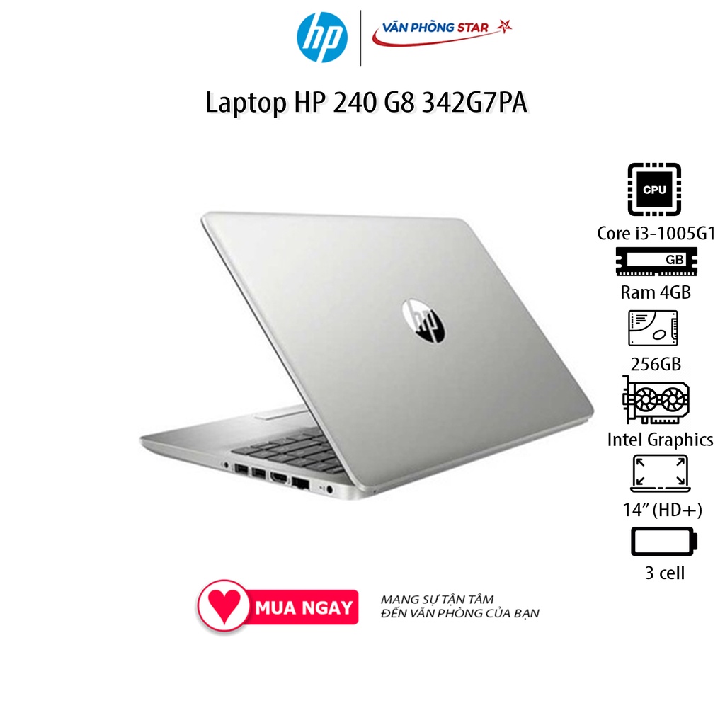 Laptop HP 240 G8 342G7PA (i3-1005G1 / RAM 4GB / 256GB / Intel UHD Graphics / 14''HD)