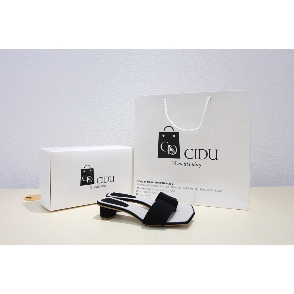 Dép Da Lì Mũi Vuông Lót Vải Êm Chân Thời Trang Nữ Cao Cấp Gót Cao 4Cm Chống Trơn Trượt Dễ Di Chuyển Dễ Phối Đồ Cidu GN02