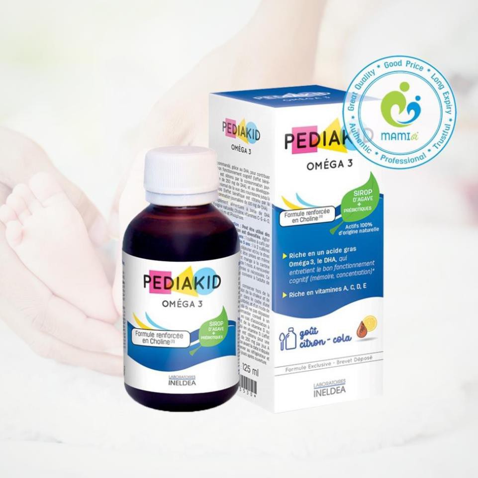 Siro (125ml) bổ sung DHA và vitamin A, C, D, E cho bé từ 6 tháng tuổi Pediakid Omega 3, Pháp