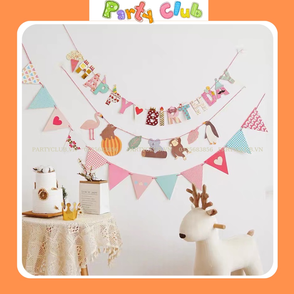 Dây treo chữ Happy Birth Day trang trí sinh nhật hình ria mép