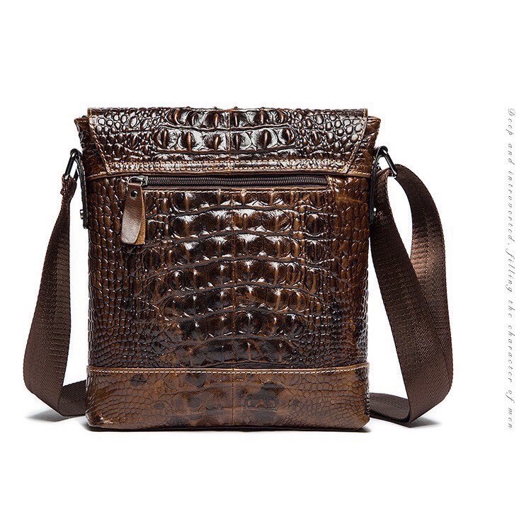 Túi đeo chéo nam da cá sấu 100% T28 28x24x5.5cm bảo hành 12 tháng  DIENMAYPICO
