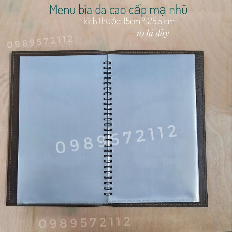 Menu bìa da cao cấp kích thước 15*25.5cm