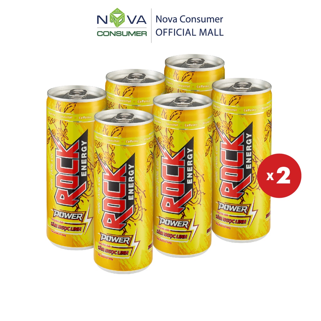 [Combo 12 lon] Nước tăng lực Rock Energy Power chứa Sâm Ngọc Linh (240ml x 12 lon)