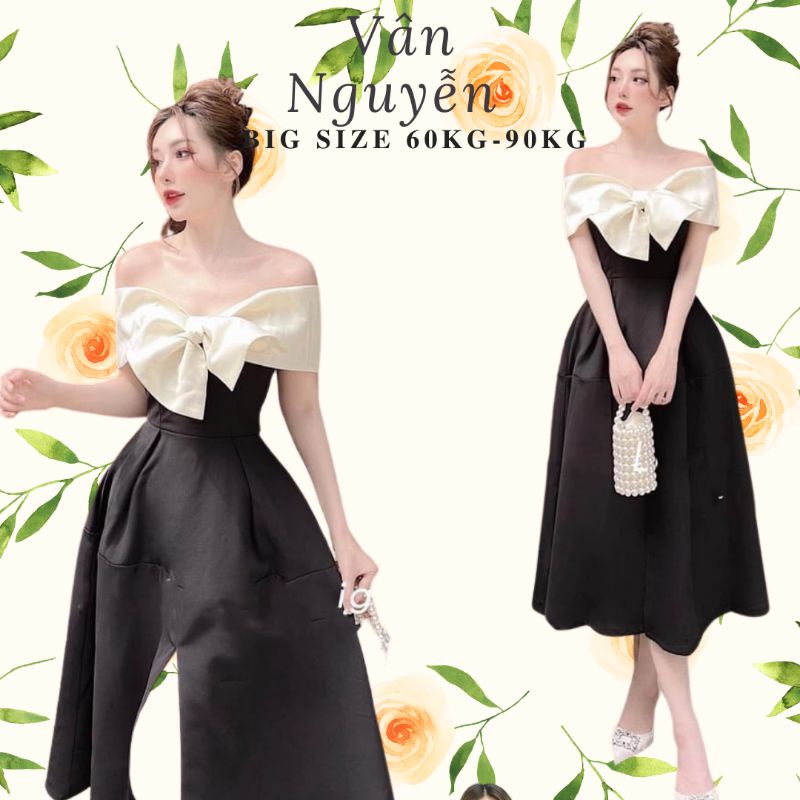 Đầm maxi big size đầm trễ vai xòe siêu đẹp từ 60kg-90kg