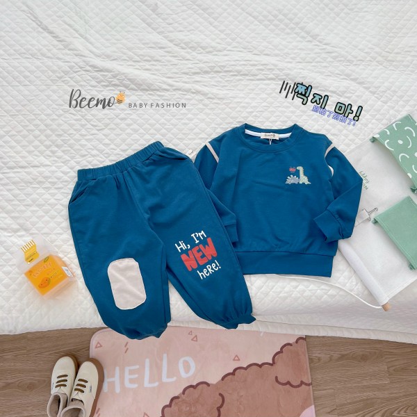 Bộ quần áo bé trai Beemo đồ bộ dài tay cho bé trai thu đông thun cotton thời trang - STB