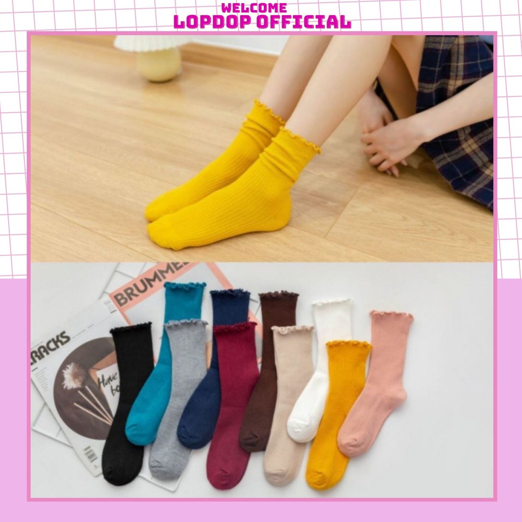 Tất vớ nữ bèo cổ nhún nhiều màu phong cách vintage - TAT04 LOPDOP OFFICAL