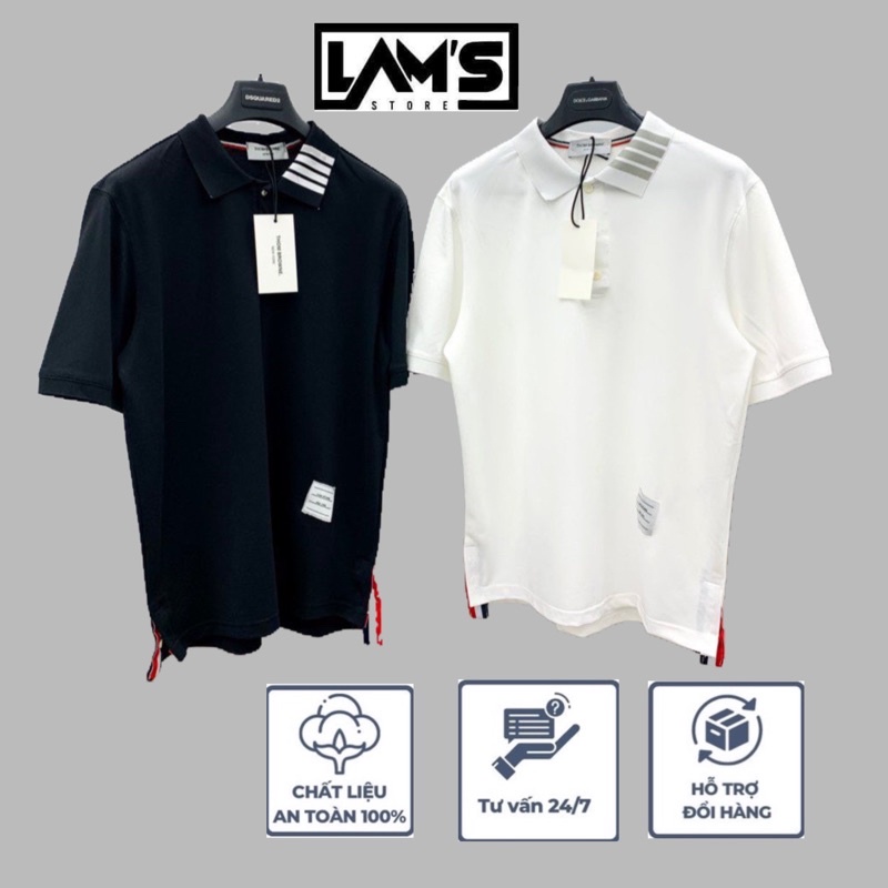 Áo phông Polo Thom cổ bẻ ,Thun Polo có cổ hoạ tiết kẻ sọc chất liệu vải cực mát - Lam's Store