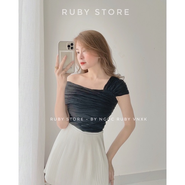 Áo lệch vai vải nổi thiết kế cao cấp ( HÌNH THẬT SHOP CHỤP 100%)