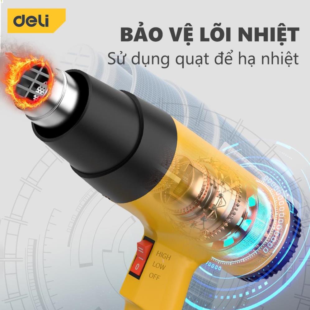 Máy Khò Hơi Nóng Deli Cao Cấp Công Suất Cao 1600W - Co Màng Cơ Đóng Gói Hàng Hóa - Dễ Dàng Và An Toàn Sử Dụng - DL5200 .