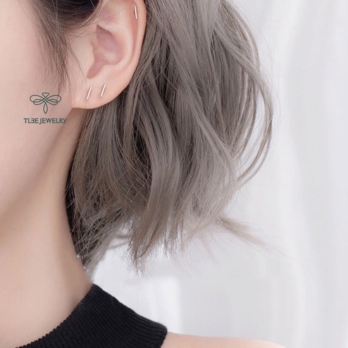 Khuyên tai bạc nữ TLEE thanh bạc trơn basic nhiều size cá tính TleeJewelry B0219