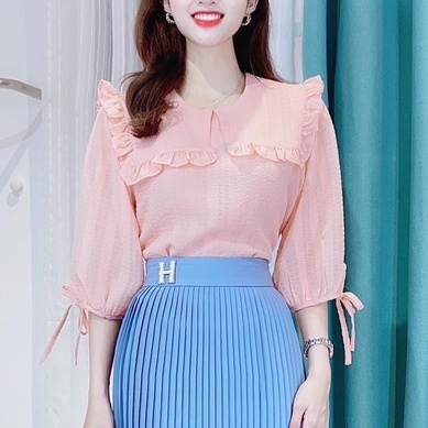 Áo sơ mi kiểu vạt vuông tay lửng CHUU A5560