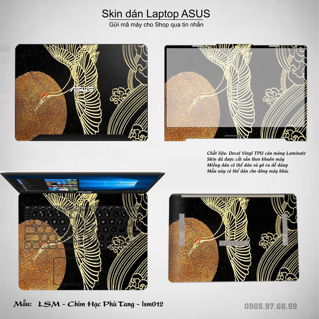 Skin dán Laptop Asus in hình Chim Hạc Phù Tang - lsm012 (inbox mã máy cho Shop)