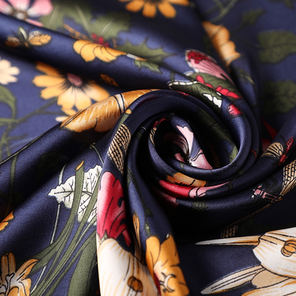 Khăn quàng cổ bằng lụa in họa tiết hoa nhỏ thanh lịch cho nữ