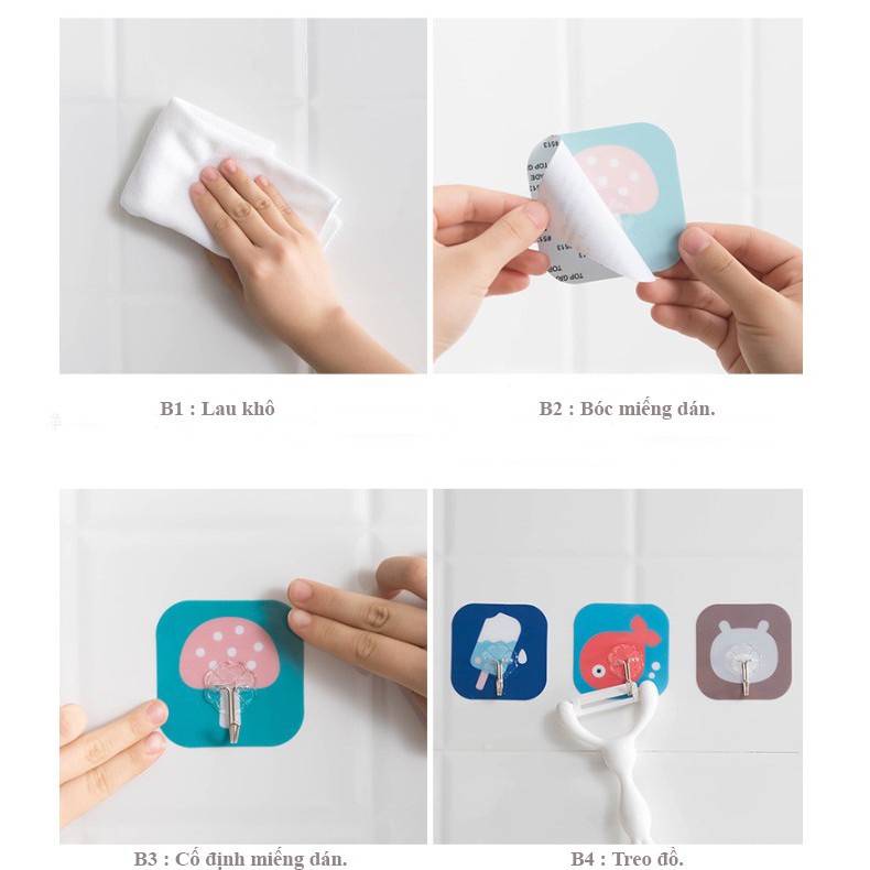 Móc Dán Tường 3D Siêu Dính Siêu Chịu Lực in hình dễ thương 88072 Korea Store 88