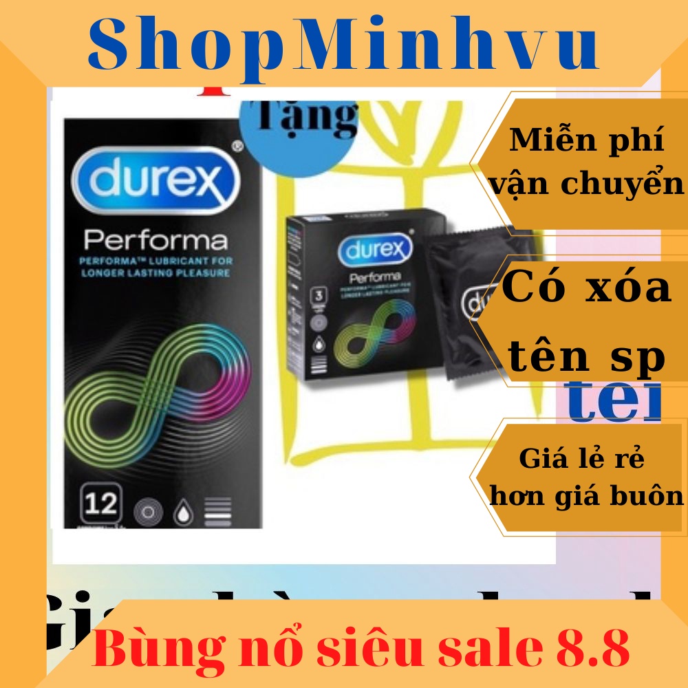 [ Có video ảnh thật ] Bộ BCS Durex Performa 12 chiếc tặng ngay 1 hộp 03 chiếc bcs durex