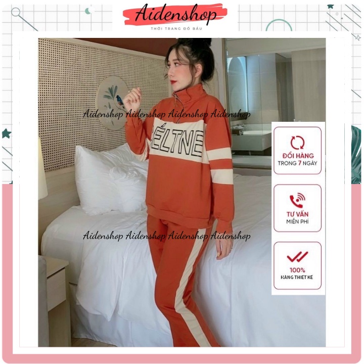 Bộ bầu thu đông chất nỉ Aidenshop Đồ bộ bầu mặc nhà dài tay