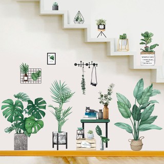 SIÊU_RẺ DECAL DÁN TƯỜNG PHONG CÁCH HÀN QUỐC NHIỆT ĐỚI Chậu cây xanh SIÊU TO NHẤT 01