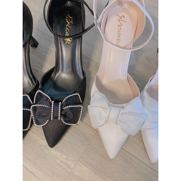 Giày Sandal bít mũi  đính nơ sang chảnh gót nhọn 7cm G32