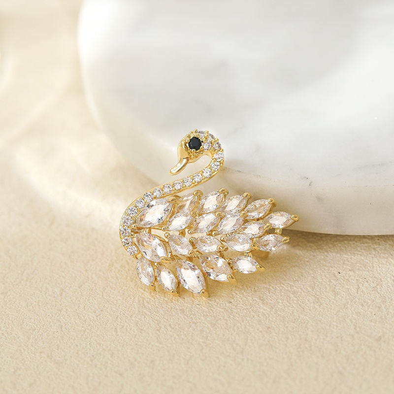 Trâm cài áo JIUDUOLAN hình chim hồng hạc phong cách thanh lịch cao cấp cho nữ