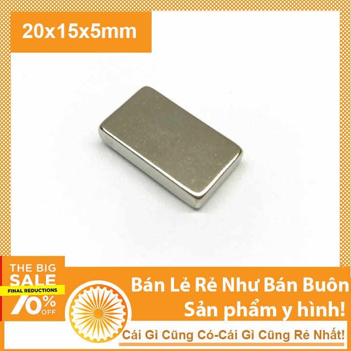 Nam châm siêu mạnh 20x15x5mm hình chữ nhật