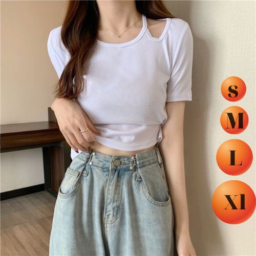 Áo Kiểu Nữ Tay Ngắn, Áo Thun Nữ Thiết Kế Khoét Vai Đủ Size S,M,L