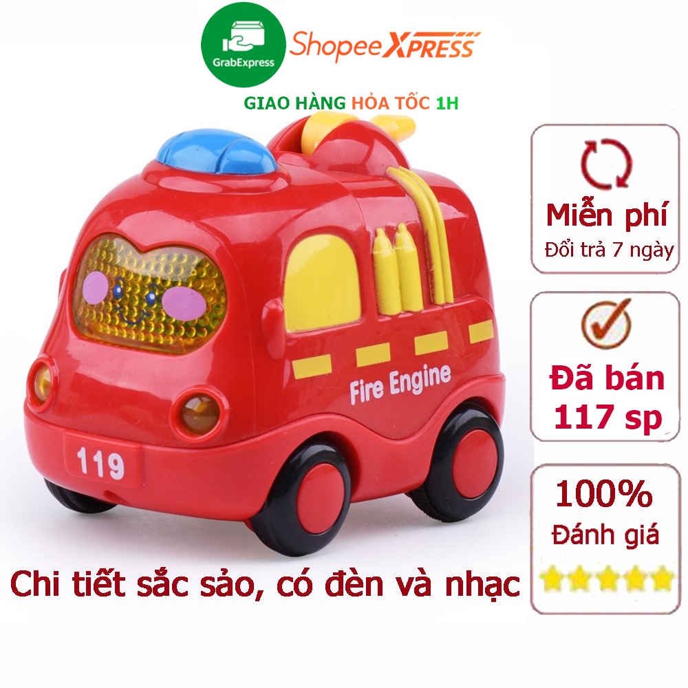 Đồ chơi ô tô xe cứu hỏa màu đỏ có nhạc và đèn chạy bánh đà  bền đẹp