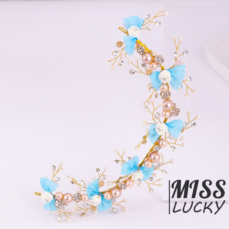 Băng đô đính hoa và ngọc trai giả thanh lịch dành cho nữ