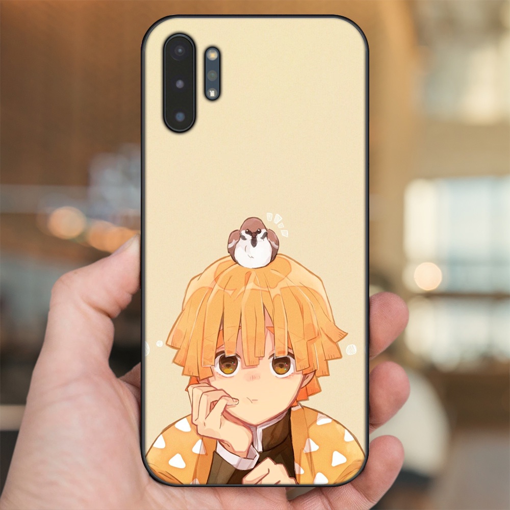 Ốp lưng Samsung Note 10 Plus viền đen in hình Zenitsu Kimetsu no Yaiba