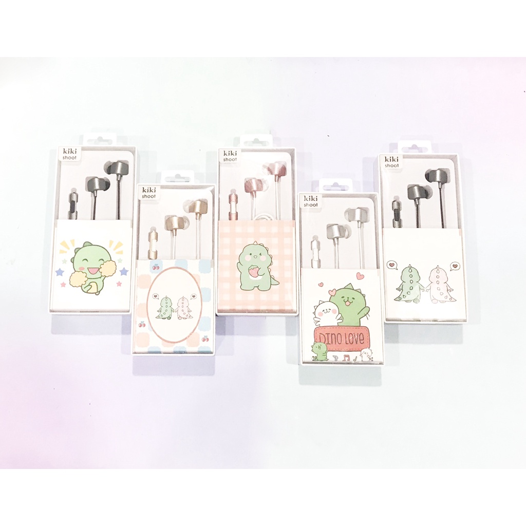 tai nghe khủng long TNGI15 hộp giấy dán cute earphone dễ thương