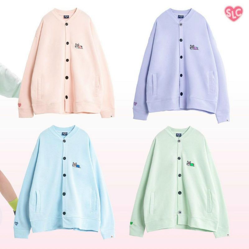 Áo khoác cardigan thêu chó con chất nỉ ngoai cực đẹp có video