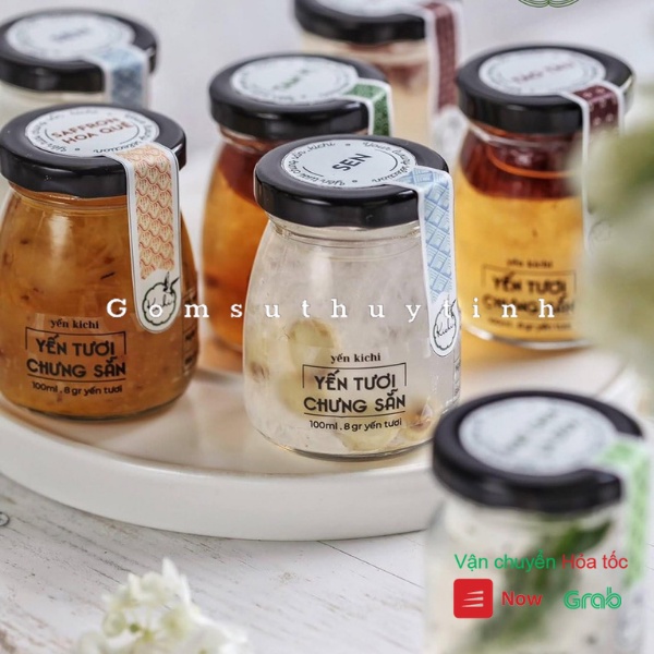 Hũ thủy tinh tròn nắp thiếc dùng chưng yến, đựng gia vị, làm sữa chua 100ml
