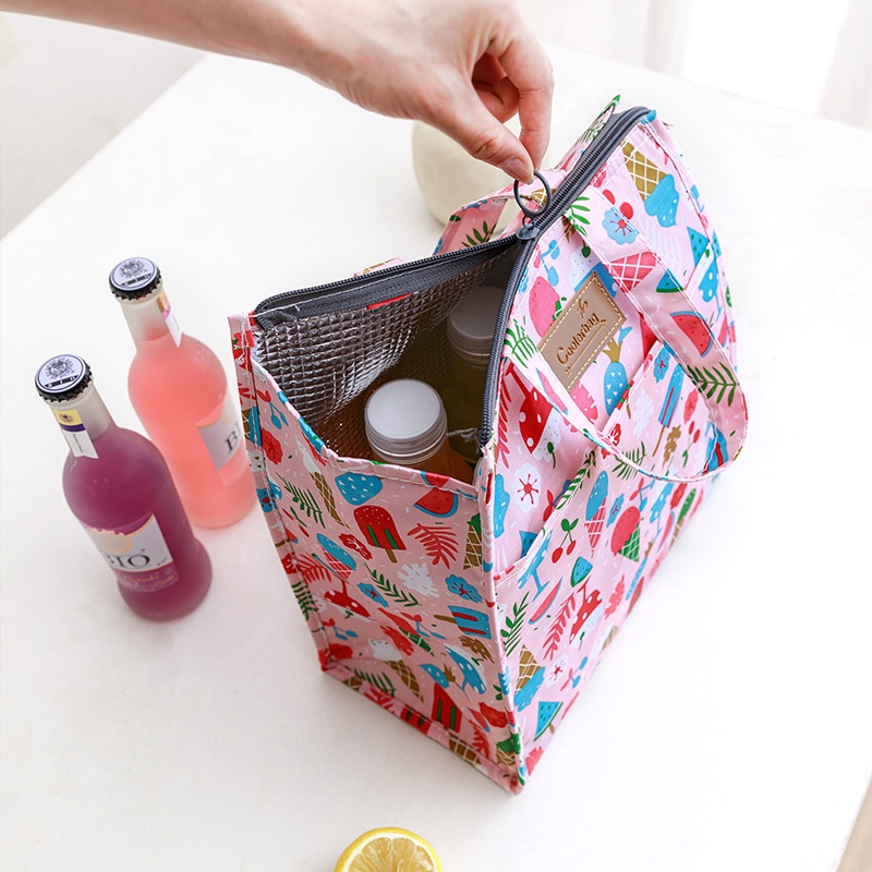 Túi Đựng Cơm Giữ Nhiệt Hoạ Tiết Tropical Vải Oxford Chống Thấm Nước.#TGNL4902