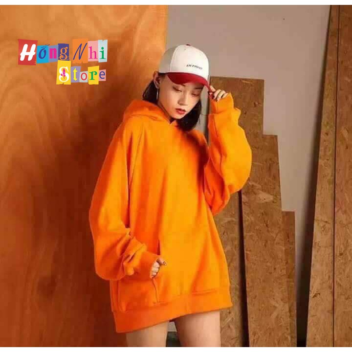 Áo Hoodie Trơn Màu Cam Sáng Cao Cấp Dáng Rộng Unisex Nam Nữ Mặc Được - MM