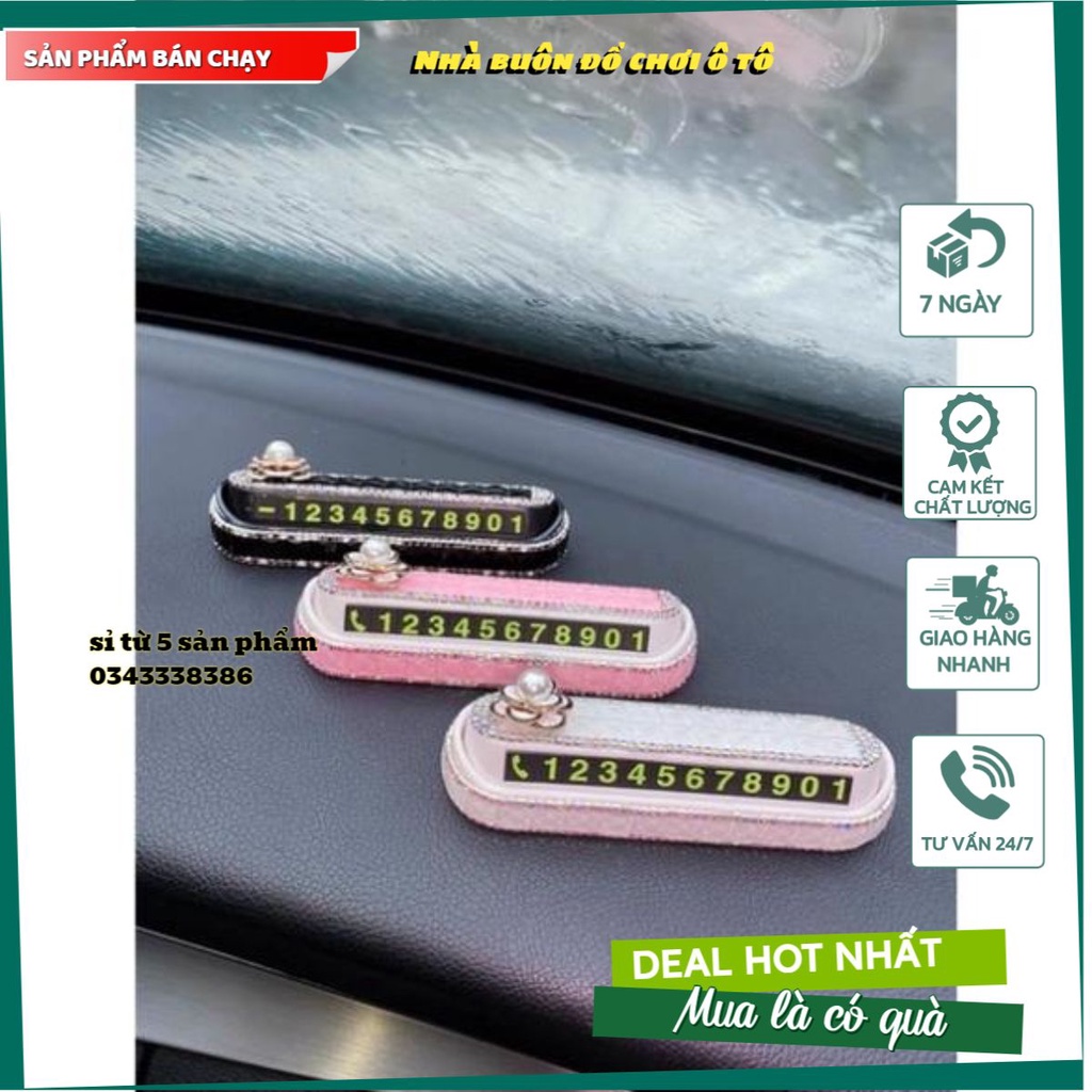 Bảng số điện thoại hoa trà đính  đá để taplo,ghi số ghi dừng đỗ xe