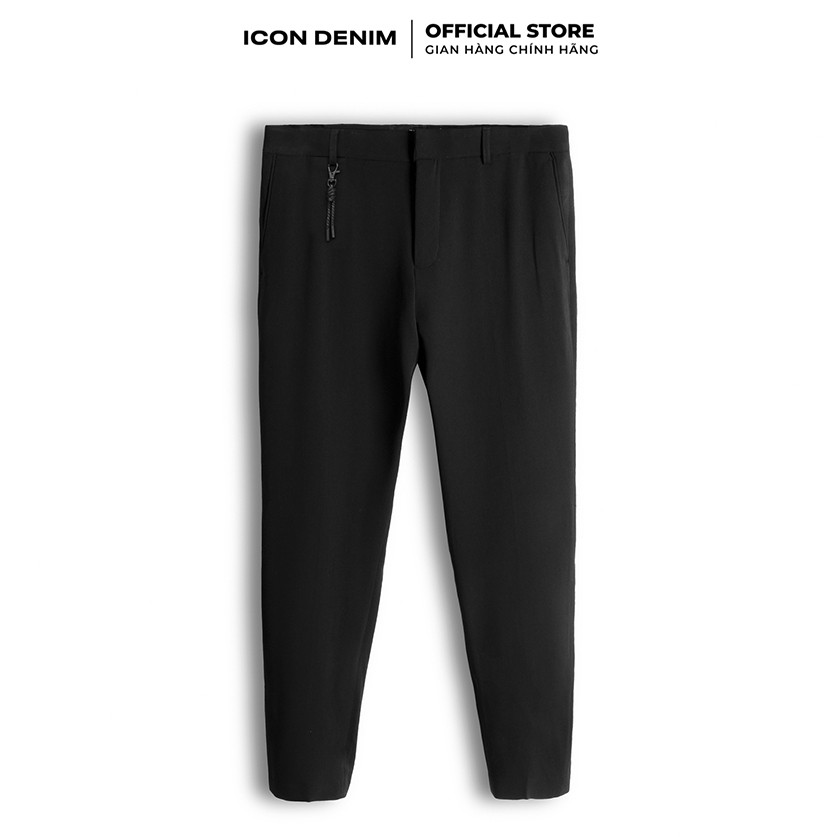 Quần Tây Nam Trơn ICON DENIM Dáng Slim-fit Đen Phối Móc Phụ Kiện