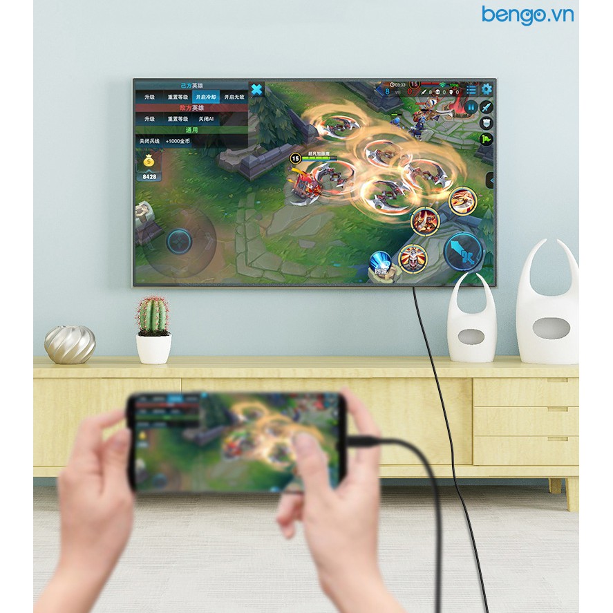 Cáp chuyển USB-C qua HDMI 1.8m hỗ trợ chuẩn 4K 60HZ dùng cho nhiều thiết bị