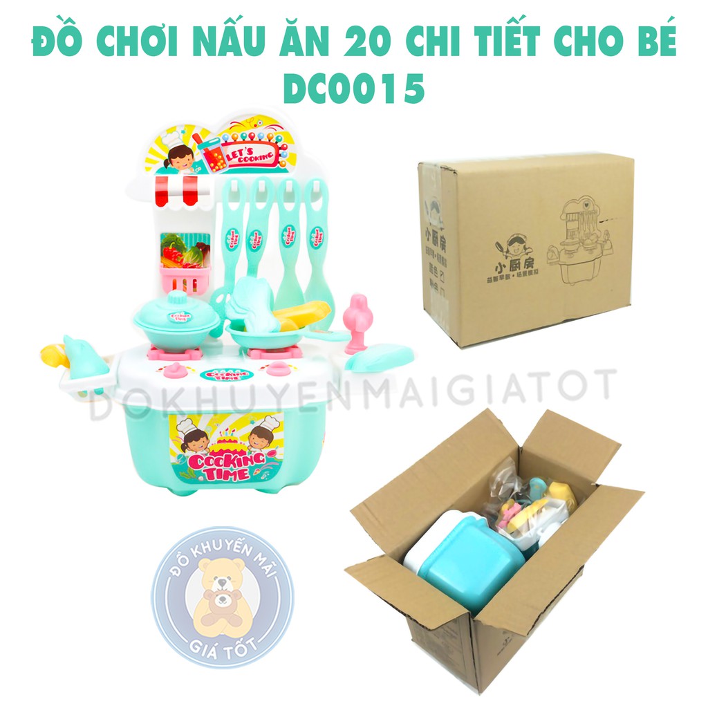 Đồ chơi nấu ăn ‍ GIÁ SỐC ‍ Đồ chơi nấu ăn cho bé 20 món vật dụng và tủ bếp bằng nhựa an toàn DC0015