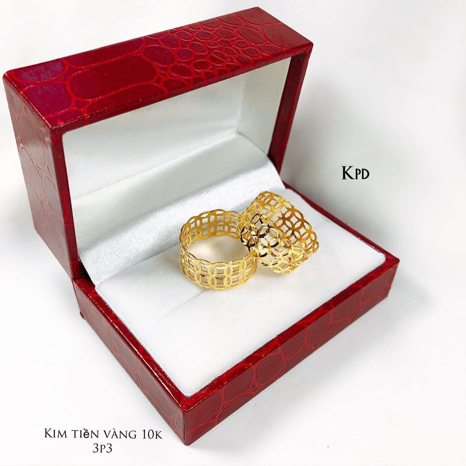 Nhẫn kim tiền  may mắn,phụ kiện trang sức, có bảo hành,Vàng bạc an chi