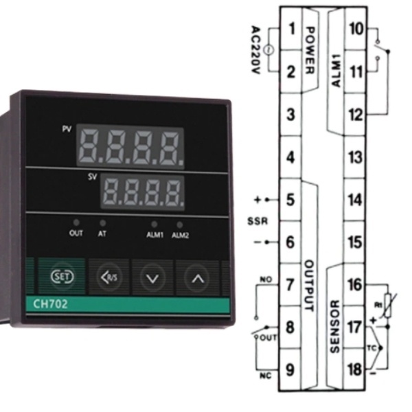 Đồng hồ nhiệt độ RKC-REX-CH702 out RELAY+SSR điện áp 80-240VAC kích thước 72x72 nhiệt độ 400°C, 1300°C