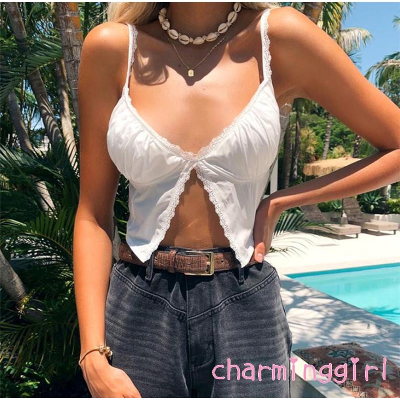 Áo Nữ Cổ Chữ V Phối Ren Hoa Thời Trang